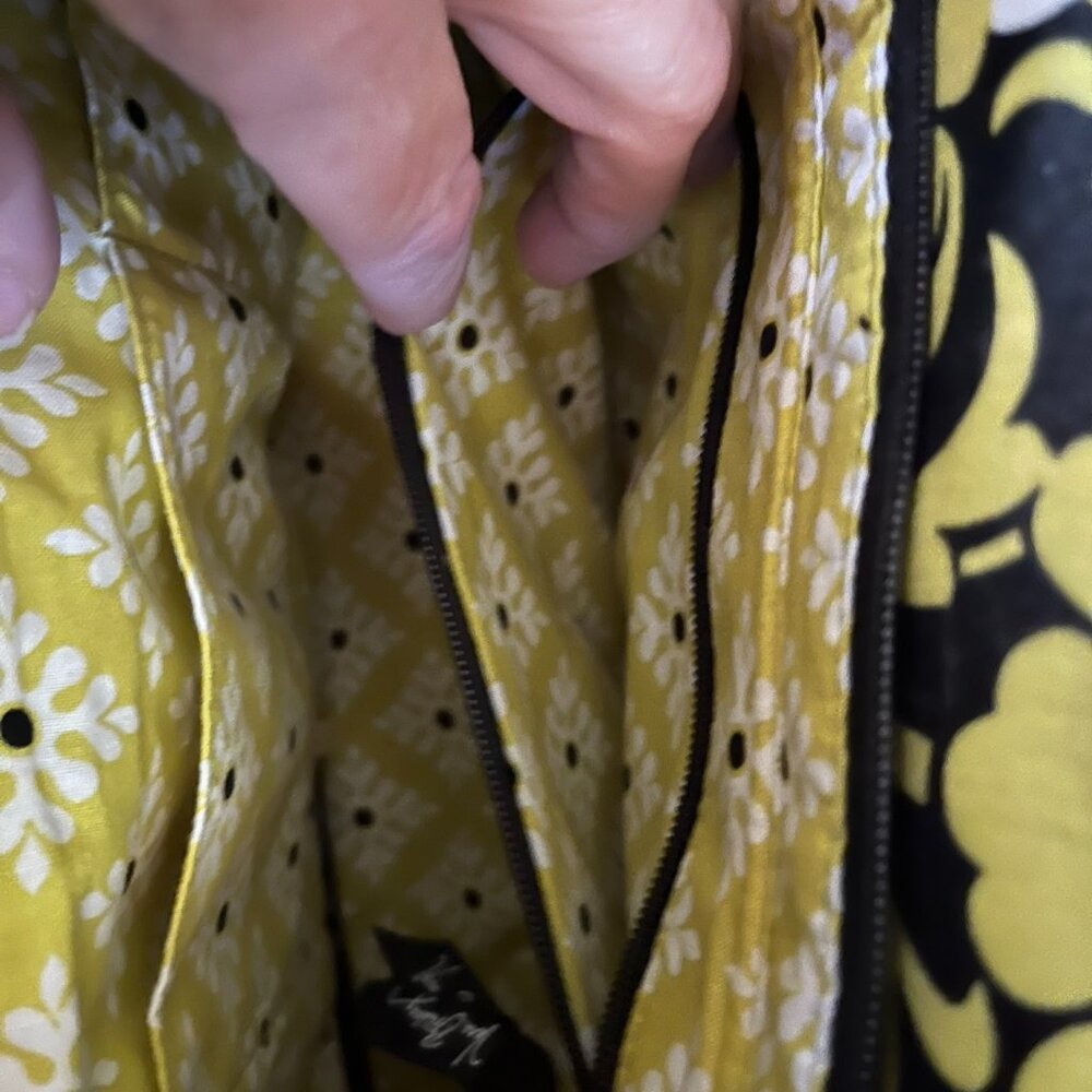 Vera Bradley Retired “Baroque” Handbag--Yellow, Gray, Black--Wraparound Pockets - Picture 7 of 16